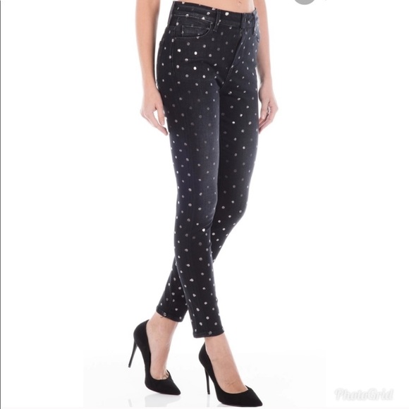 Fidelity Jeans - black & silver polka dots - Picture 1 of 9